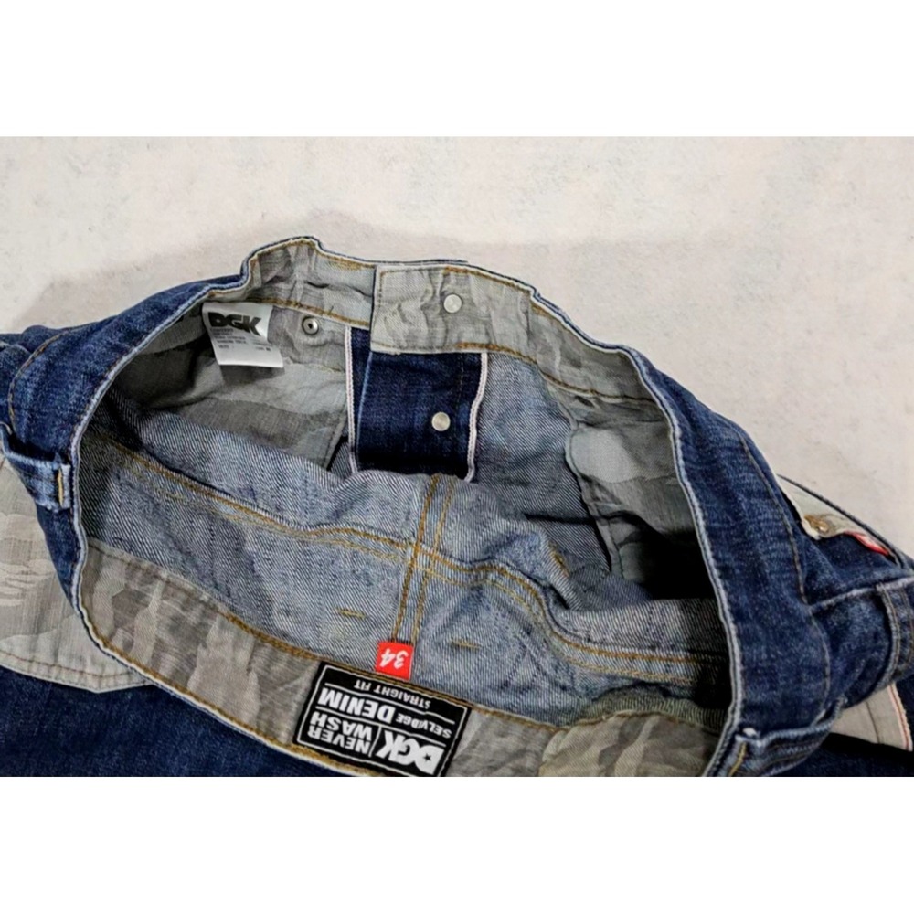 DGK Jeans Mens 32 X 30 Straight Fit Never Wash Selvedge Camo indigo Y2K Vtg - Picture 10 of 14